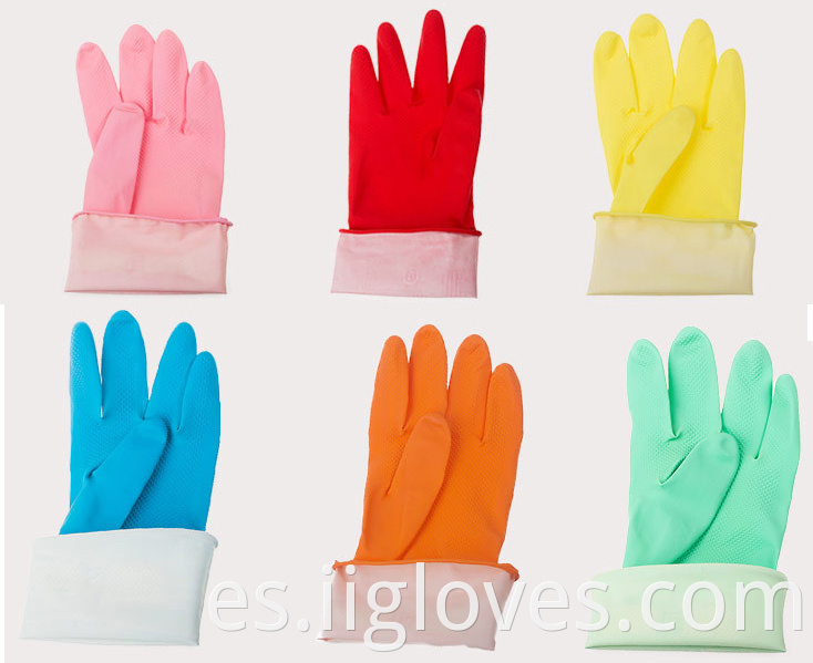 Limpieza de cocina rosa de buena calidad para lavavajillas de goma de goma de goma guantes impermeables